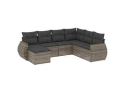 Conjunto de 7 Sofás para Jardim com Almofadões Vime Pe Cinzento MAISON EXCLUSIVE (7 pcs)