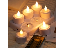Conjunto De 4/6 Velas Led Recarregáveis Com Controle Remoto E