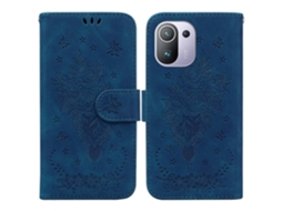 Capa De Celular Em Couro Com Estampa De Borboleta E Rosa Para Xiaomi Mi 11 Pro