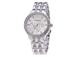 Relógio de pulso masculino com strass, pulseira de aço, estilo casual/executivo ZLF-0189 (prateado)