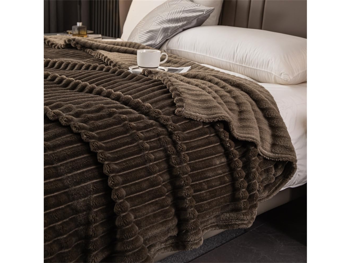 Manta de Flanela Macia Fansu Cor Sólida Quente e Grossa Ideal para Cama Sofá em Todas as Estações 127x152cm, M