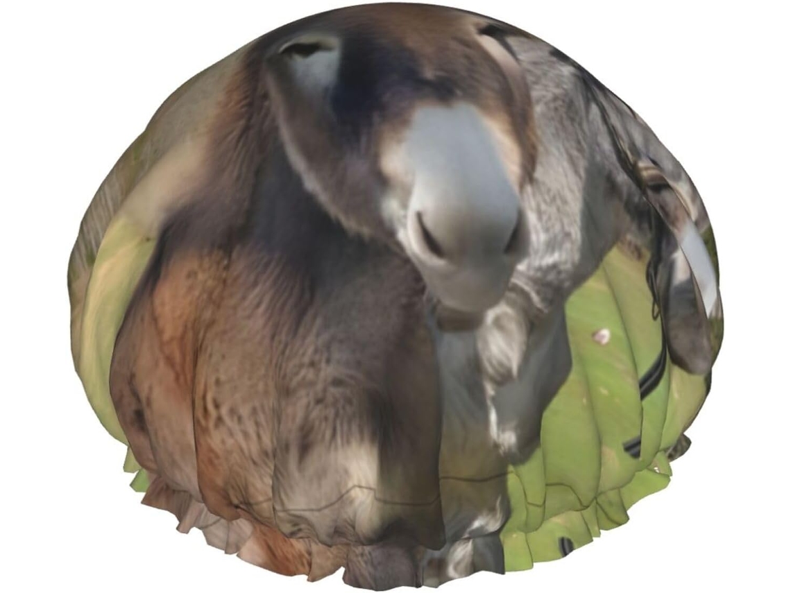Touca De Banho Divertida Com Estampa Burro – Reutilizável, Dupla Camada, Essencial Para Viagens, Hotel, Salão De Beleza