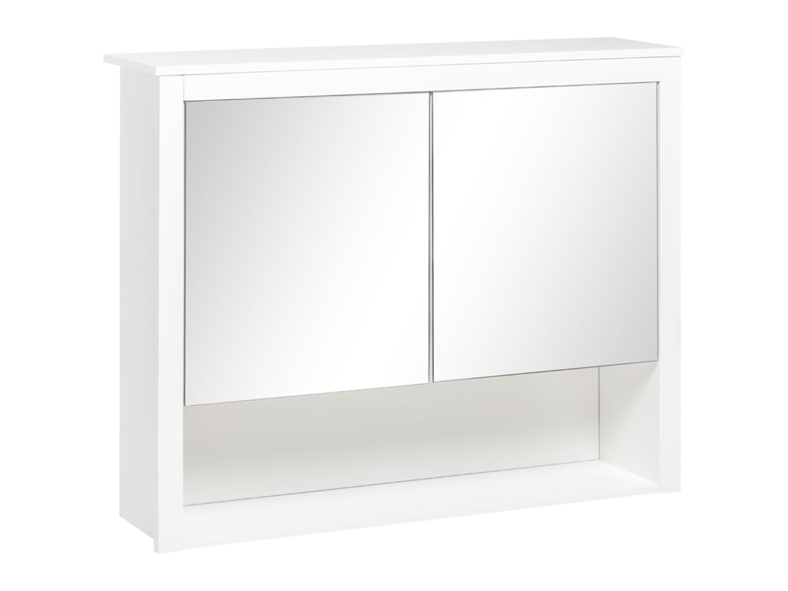 Armário de Parede Casa de Banho Mdf, Melamina de Madeira e Vidro Cor Branco 80x20x65 cm Homcom