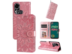 Capa De Celular Em Couro Com Estampa De Girassol Em Relevo Para Infinix Hot 11s
