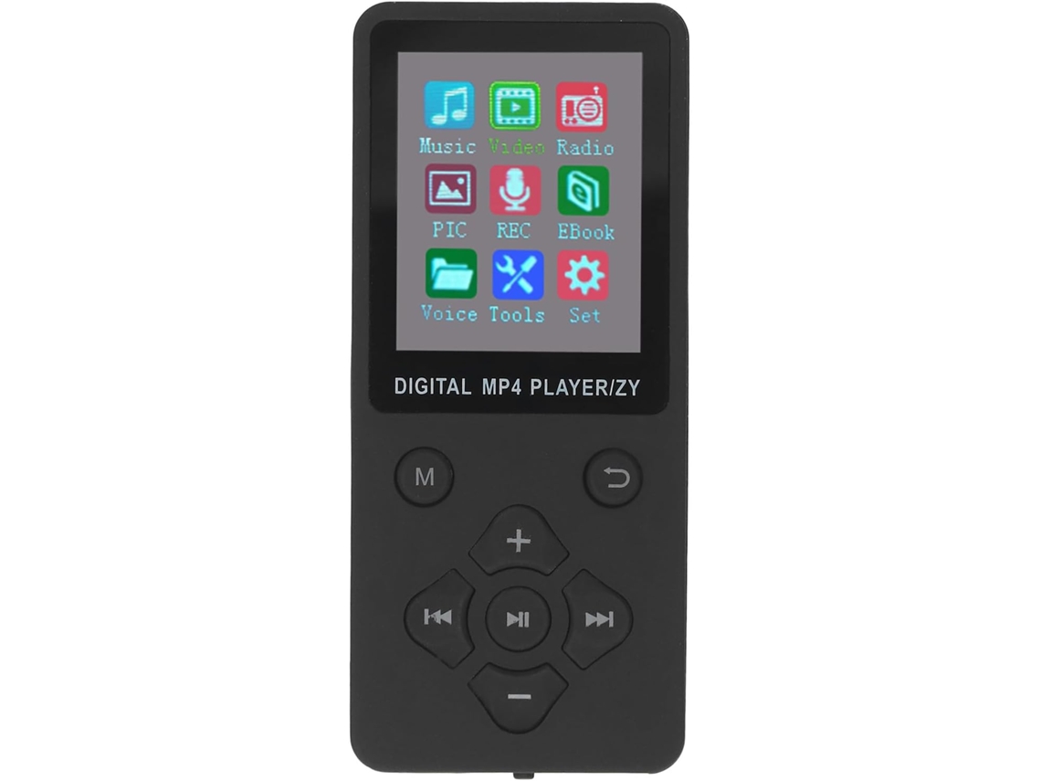Reprodutor de MP3/MP4 com tela de 5 polegadas, USB 2.0 de alta velocidade e tela colorida Super 1.8 para amantes da música (preto)