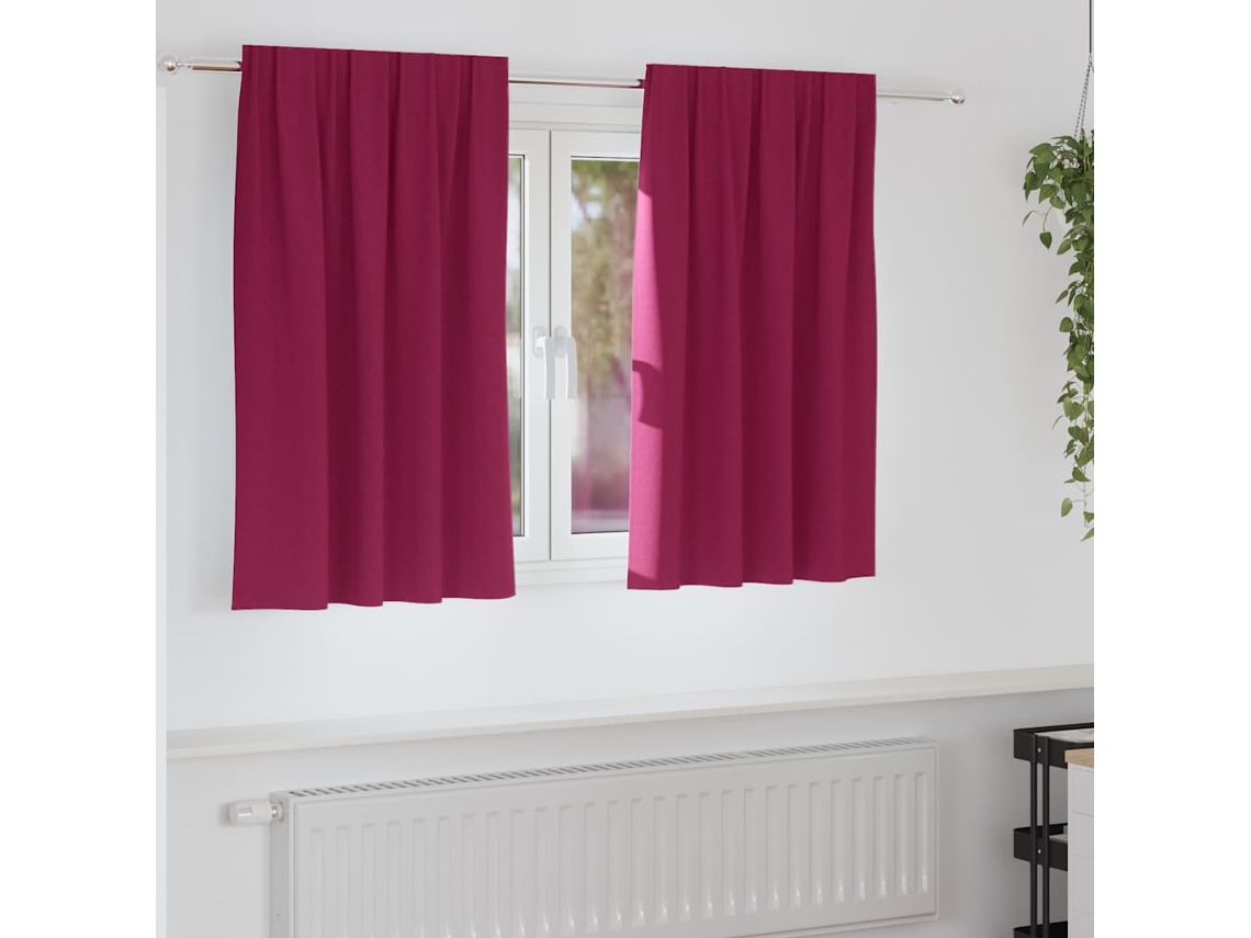 Vidaxl Cortinas Blackout Com Argolas 2 Unid. Vinho Vermelho Poliéster
