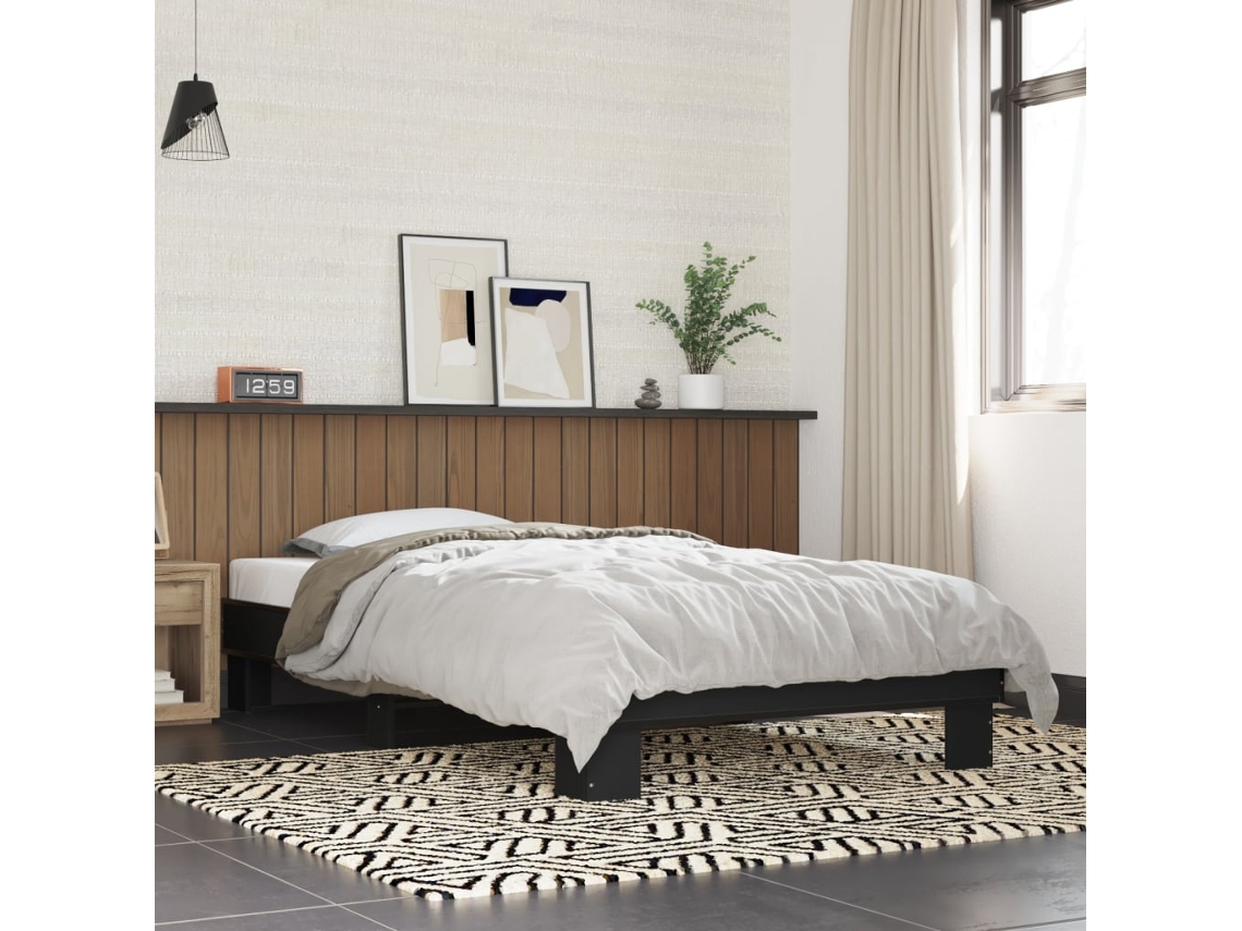 Estrutura De Cama 100x200 Cm Derivados De Madeira/metal Preto