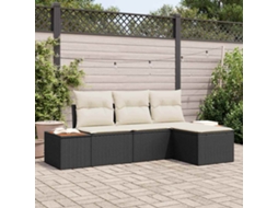 Vidaxl Conjunto De Sofá De Jardim 4 Unid. Preto Vime Pe