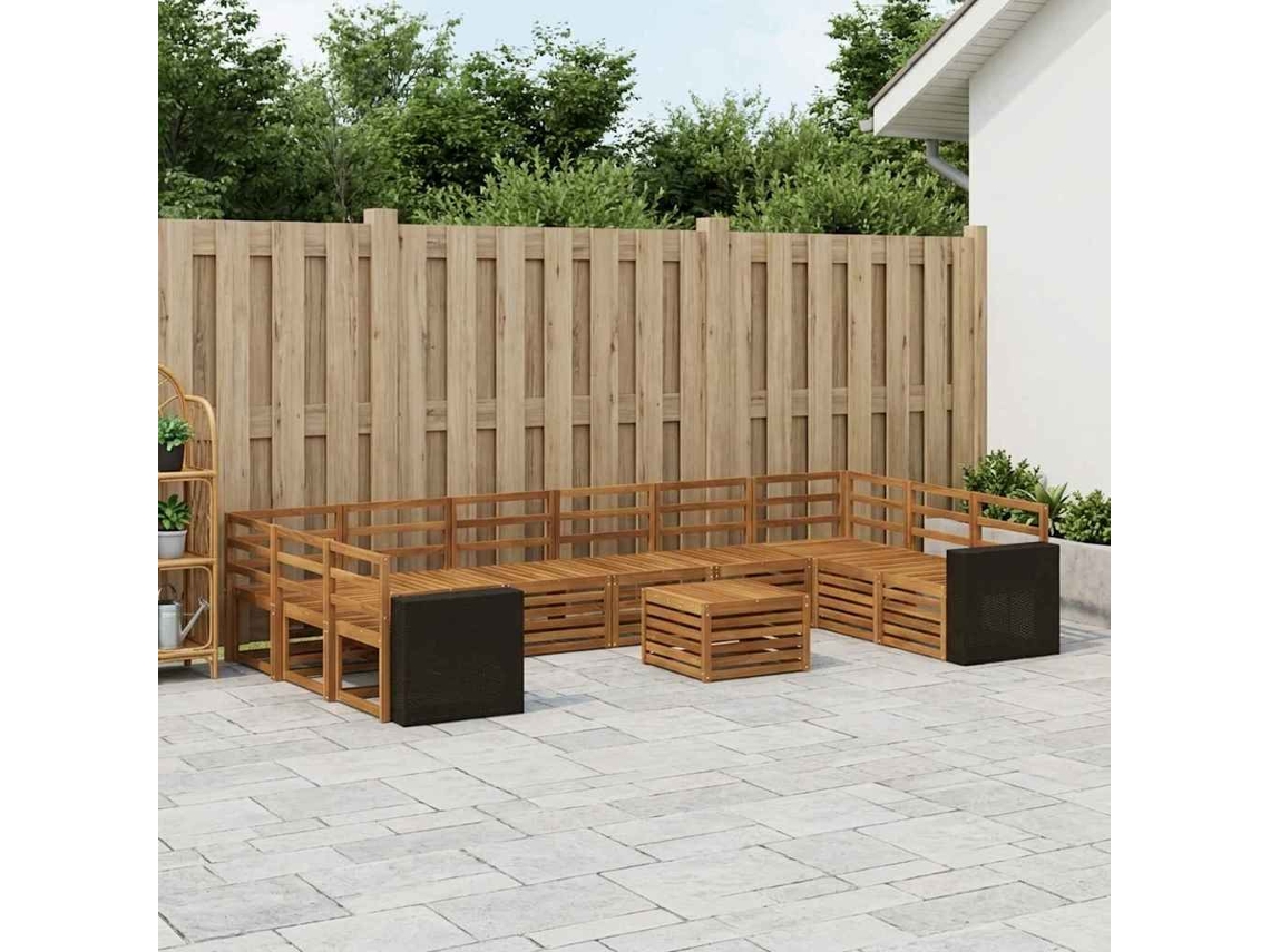 Vidaxl Conjunto De Sofás Para Exterior 11 Pcs Natural