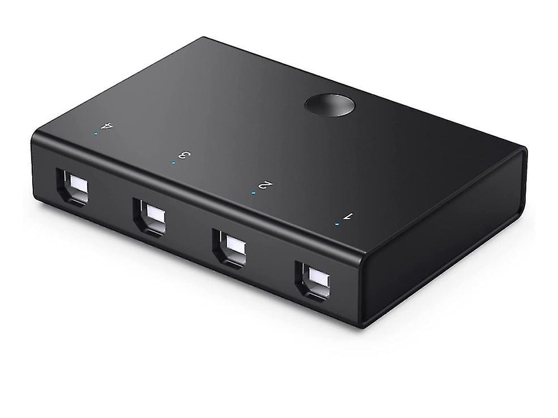 Chave Usb Kvm Switch 3 Portas Para 4 Pcs, 4 Entradas 3 Saídas, Para Impressora Etc, 4 Cabos Usb Incluídos Preto Bestvite