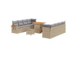 Maison Exclusive - Conjunto De Sofá De Jardim 11 Pcs Bege Vime Pe