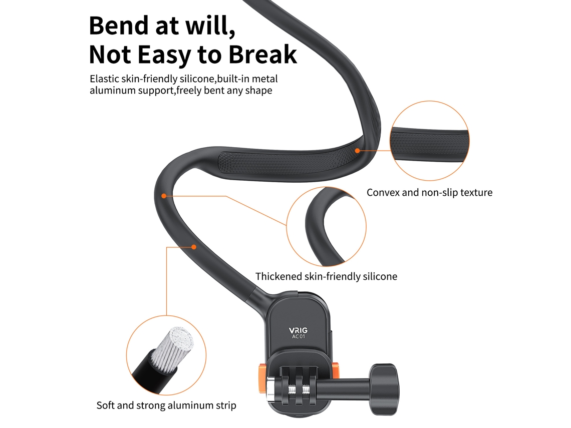 Vrig Sports Camera Magnetic Quick Release Neck Holder Mount Neck Mount Chest Holder Replacement For Gopro Hero 12/11/10 Pov Vlog Accessories