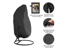 Capa Protetora Preta Para Cadeira Ovo Suspensa 190x115 Cm,impermeável E Antipoeira,ideal Para Rattan Ou Vime,uso Externo Jardim Btforus