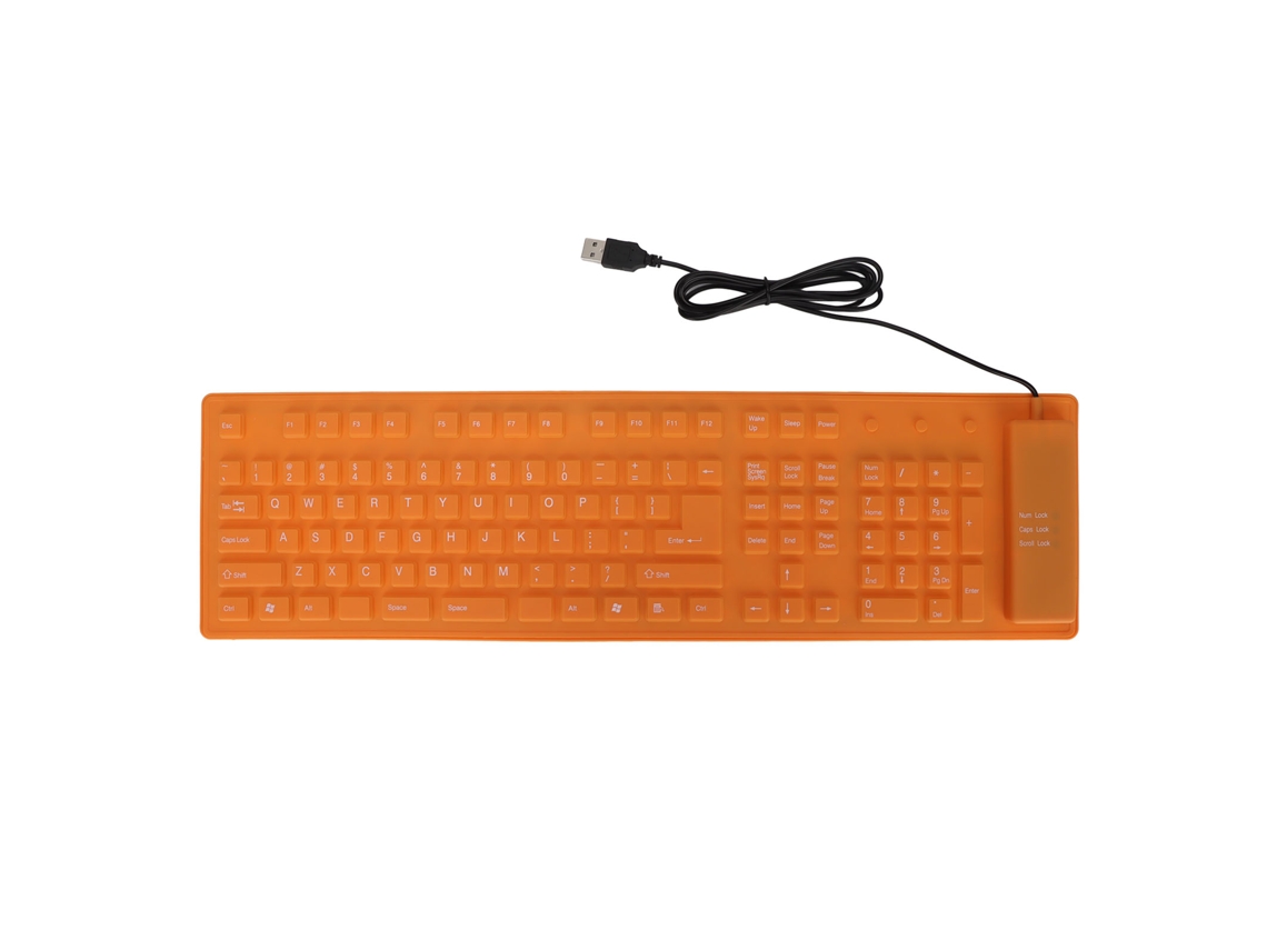 Teclado de Silicone Dobrável 108 Teclas Usb À Prova D'água Digitação Silenciosa Laranja