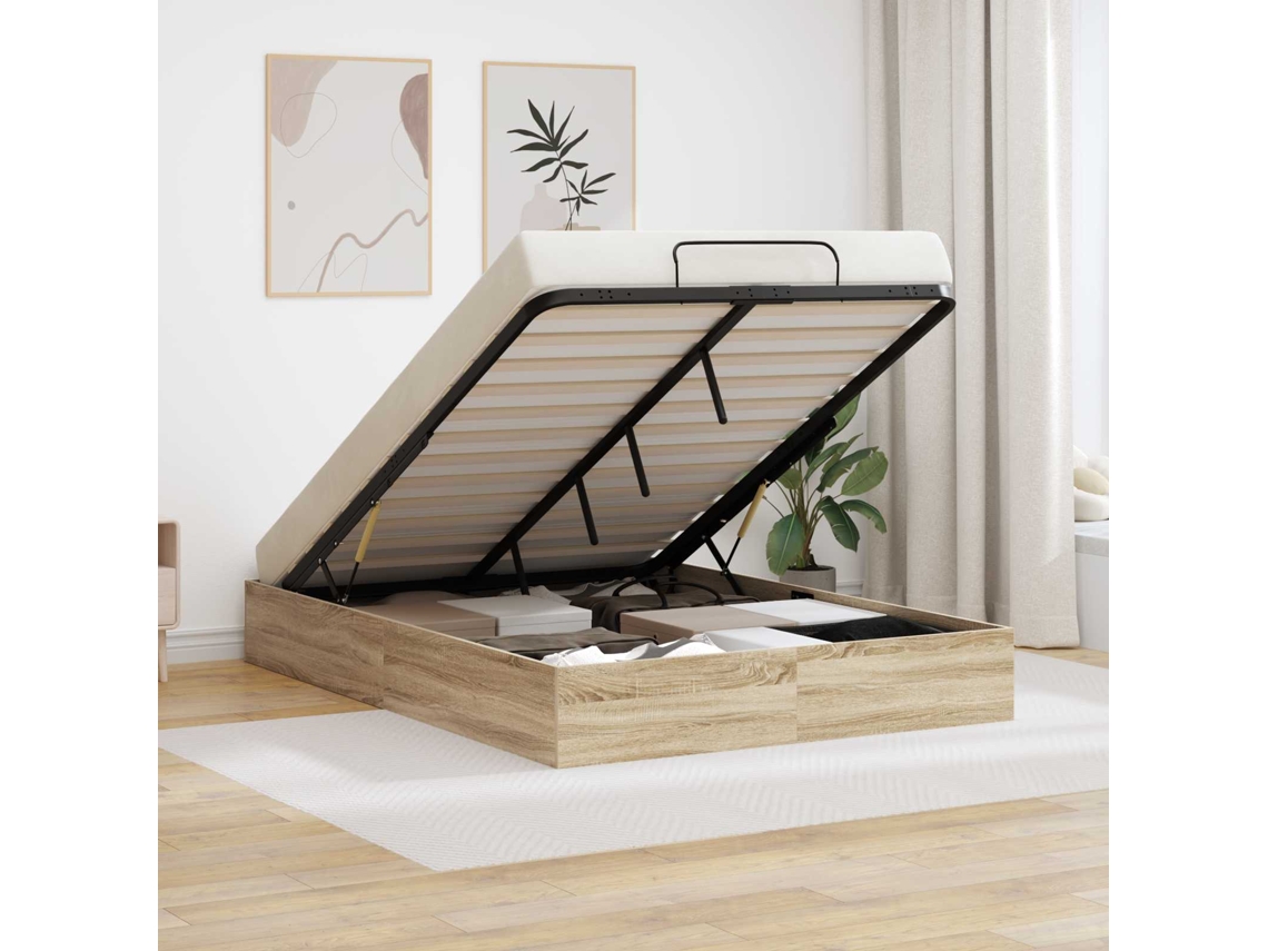 Vidaxl Estrutura de Cama Ottoman Carvalho Sonoma 193 X 120 X 25 Cm