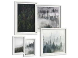 Conjunto De Pinturas Florestas Verdes De Paisagens Nebulosas Espelharte (5 Peças)