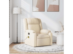 Vidaxl Poltrona De Massagens Reclinável Tecido Cor Creme