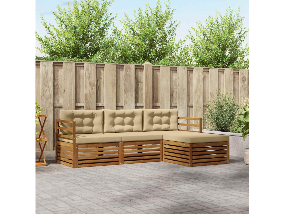 Vidaxl Conjunto De Sofás Para Exterior 4 Unid. Natural E Bege