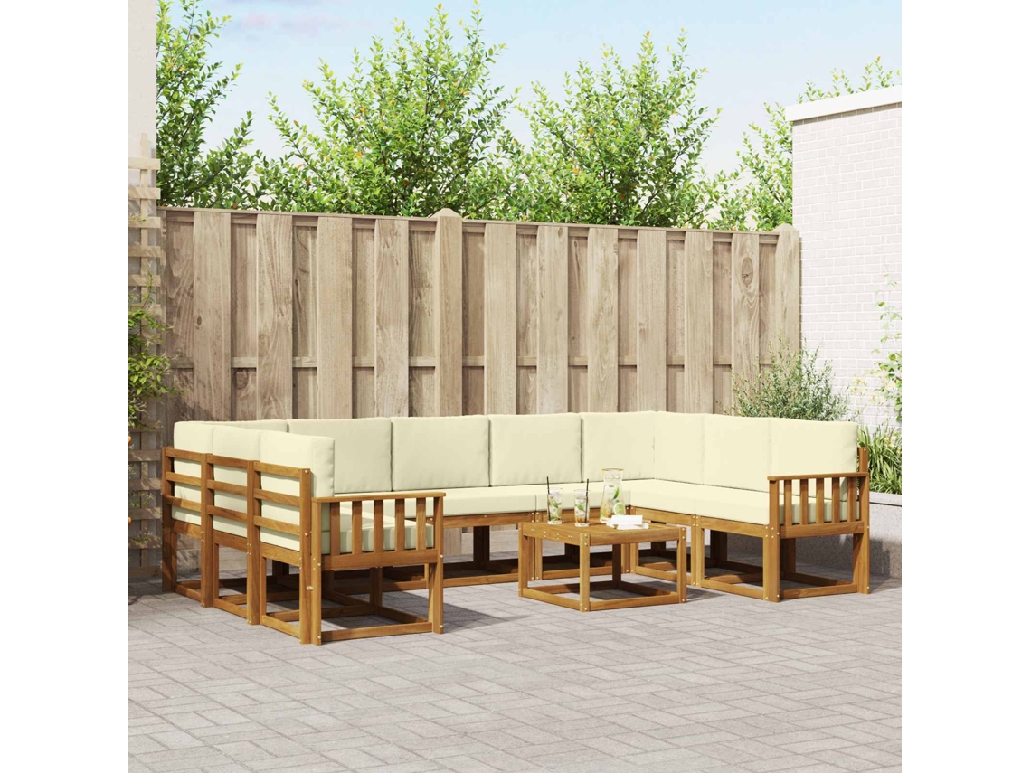 Vidaxl Conjunto De Sofás Para Exterior 10 Pcs Natural E Creme