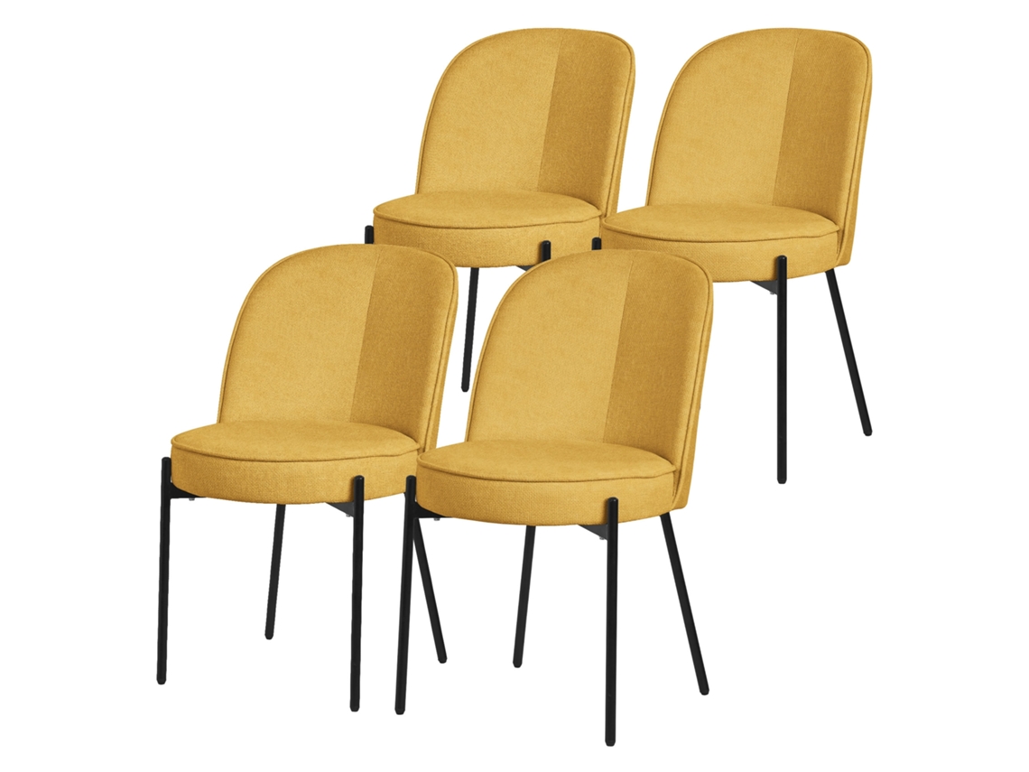 4 Cadeiras De Sala De Jantar Redondas Ml-design Mostarda Poliéster Com Encosto, Ergonomico