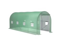 Estufa Túnel 10m² 5x2x2,05m 8 Janelas Porta Zíper Aço Reforçado Pe Verde Estufa Jardim