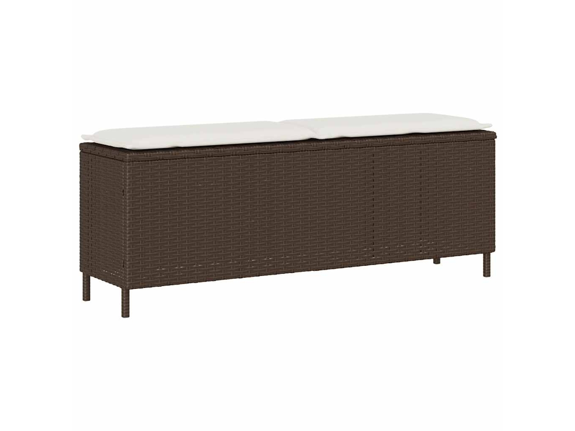 Vidaxl Banco De Jardim Com Almofadão 110x30x40,5 Cm Vime Pe Castanho