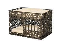 Cesta de Ratán para Gatos de 2 Alturas com 2 Cojines e Ventana E-TOWN COMMERCE GMBH (56x41x45cm)