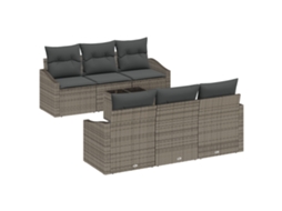 Conjunto 7 Conjunto De Sofá De Jardim Vidaxl Cinzento Vime Pe (55 X 55 X 37 Cm)
