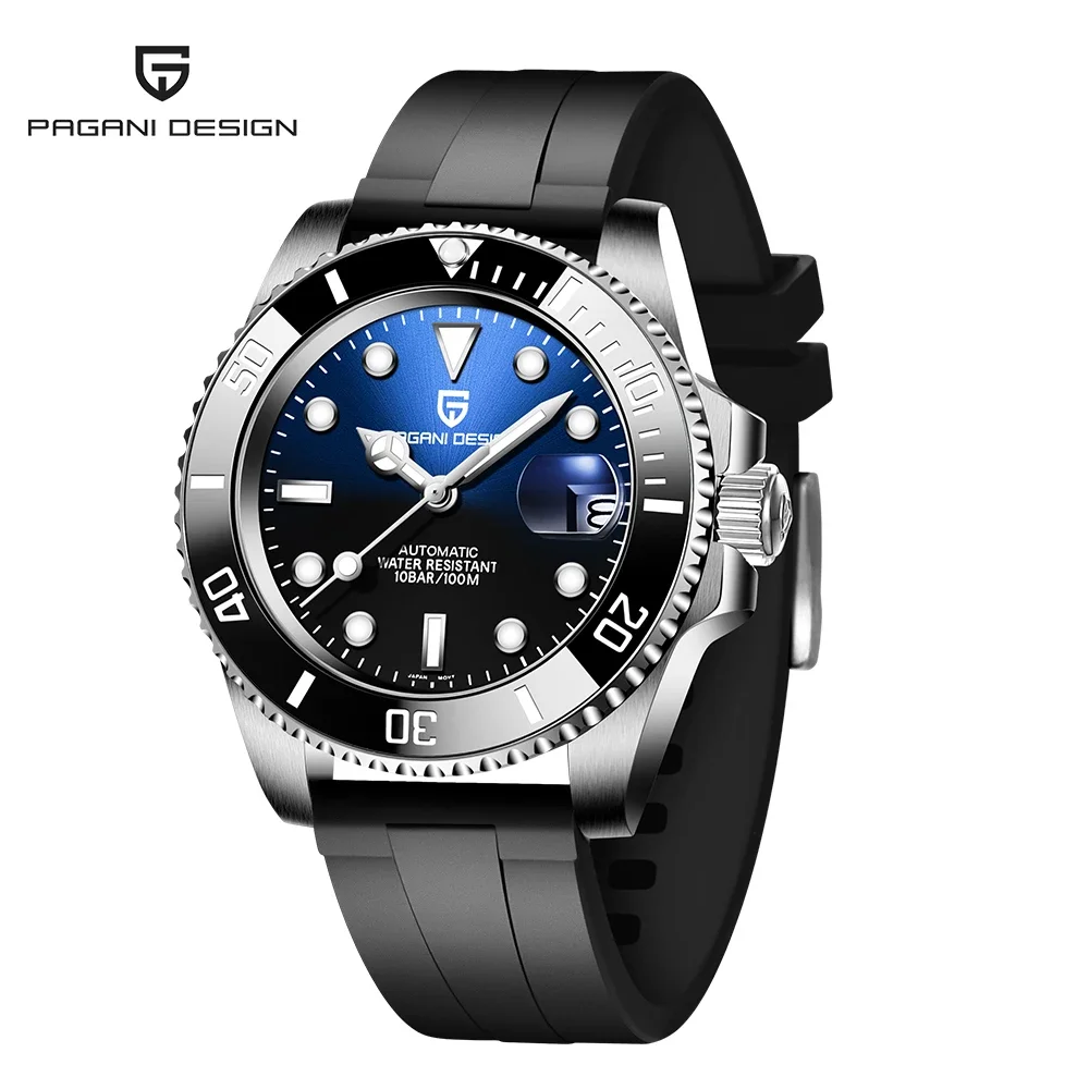 Relógio Masculino Automático Mecânico (azul Escuro), Aço Inoxidável, Cristal De Safira, Resistente À Água.