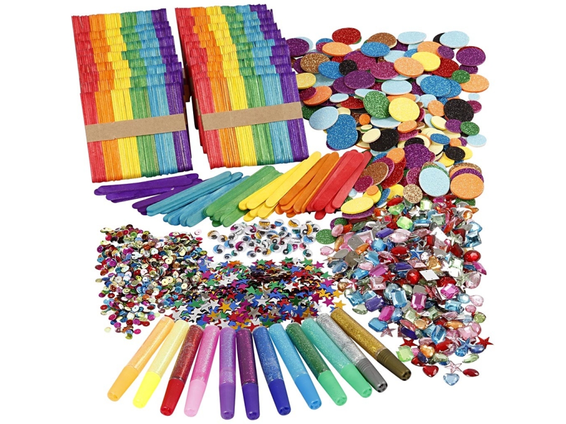 Kit De Artesanato Da Creativ Company Com Glitter E Palitos De Sorvete Para Crianças.