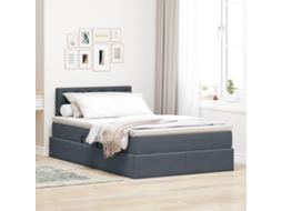 Vidaxl Cama Com Armazenamento Cinza Escuro 120 X 200 Cm Veludo