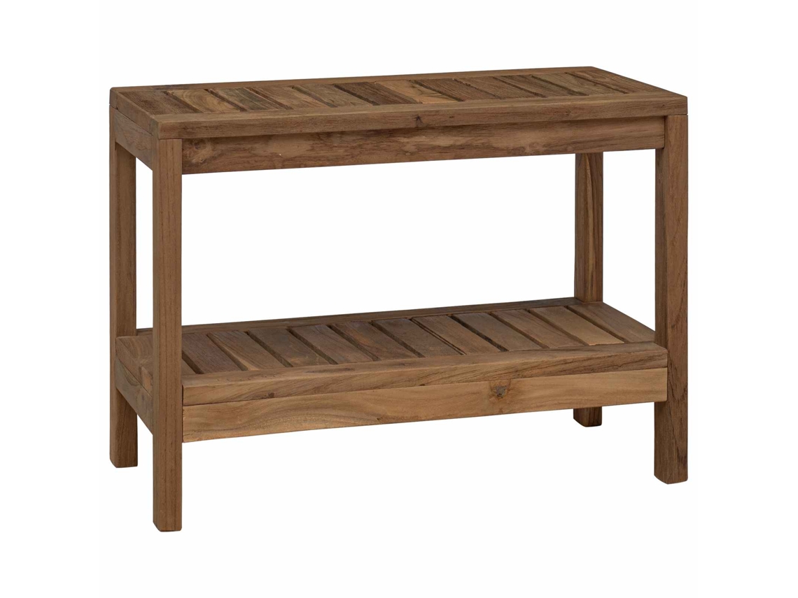 Conjunto 1 Mesa De Canto Para Banheiro Vidaxl Castanho Madeira De Teca Maciça (60 X 30 X 45 Cm)
