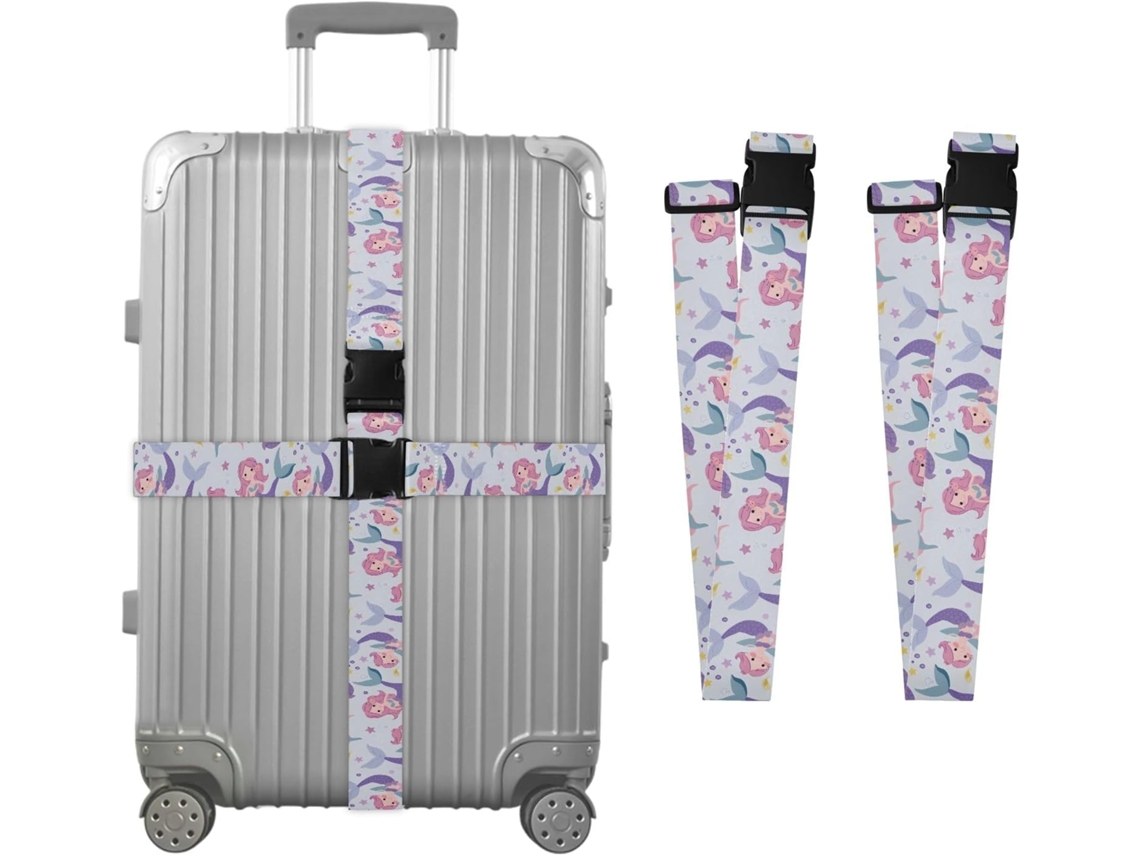 Conjunto De 2 Lindas Alças Bagagem Personalizadas Com Tema Sereia, Com Fivelas, Para Mulheres