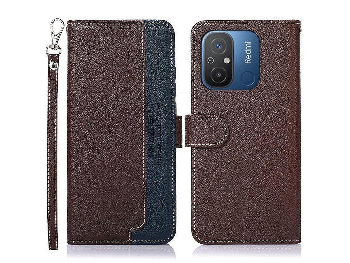 Capa De Celular Khazneh Em Couro Com Textura De Lichia E Proteção Rfid Para Xiaomi Redmi 12c / Redmi 11a