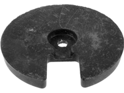Base redonda Preta para luminária de mesa, feita de plástico, com base plana e orifícios para gerenciamento de cabos, ideal para iluminação de mesa.