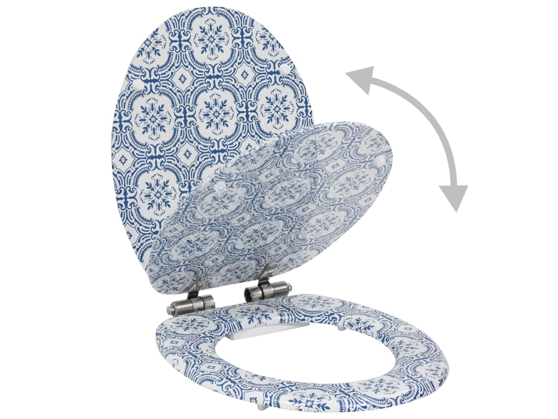Assento de Sanita com Tampa de Fecho Suave em MDF Design Porcelana MAISON EXCLUSIVE