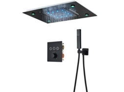 Chuveiro De Chuva Led, Controle Termostático, Cabeça De Chuveiro De Latão 3650cm, Conjunto Preto Fosco Oem