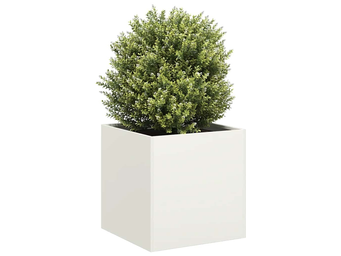 Vidaxl Vaso/floreira 40x40x40 Cm Aço Laminado A Frio Branco