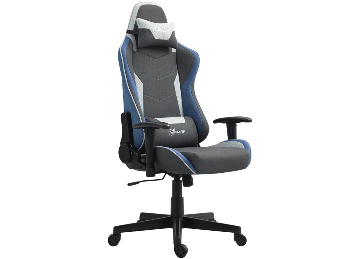 Cadeira Gamer, Cor Azul, Em Aço E Tecido E Linho