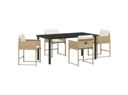 Conjunto 5 De Jantar Para Jardim Vidaxl Bege Vime Pe
