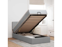 Cama Otomana Com Colchão Leds 80x200cm Tecido Cinza-claro