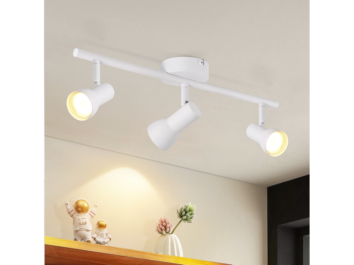 Nettlife Candeeiro De Teto Com 3 Focos Gu10, Rotativo 350° Moderno Para Sala De Estar E Cozinha, 15,5 Cm, Orientáveis, Para Uso Diário