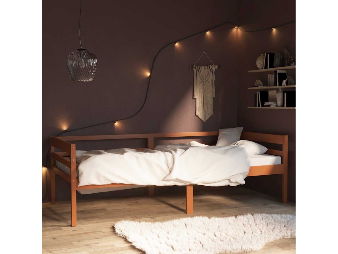 Vidaxl Estrutura De Cama 90x200 Cm Pinho Maciço Castanho Mel