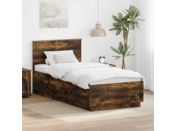 Vidaxl Estrutura da Cama com Fitas Led Carvalho Defumado 100 X 200 Cm