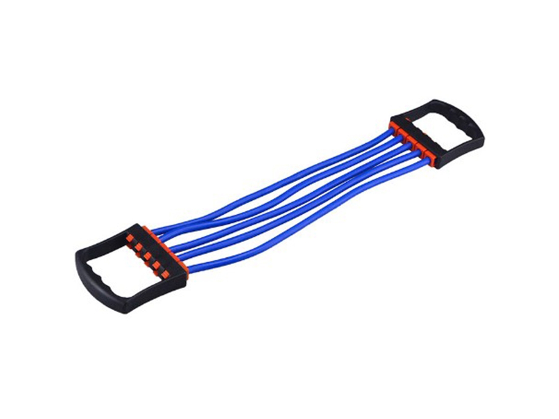 Expansor de Peito com 5 Bandas Elásticas Removíveis, Para Treinamento de Força Muscular, Peitoral, Azul S/MARCA