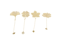 4pcs Metal Bookmarks Com Chain, Golden Brass, Hollow Thin Design, Four Patterns