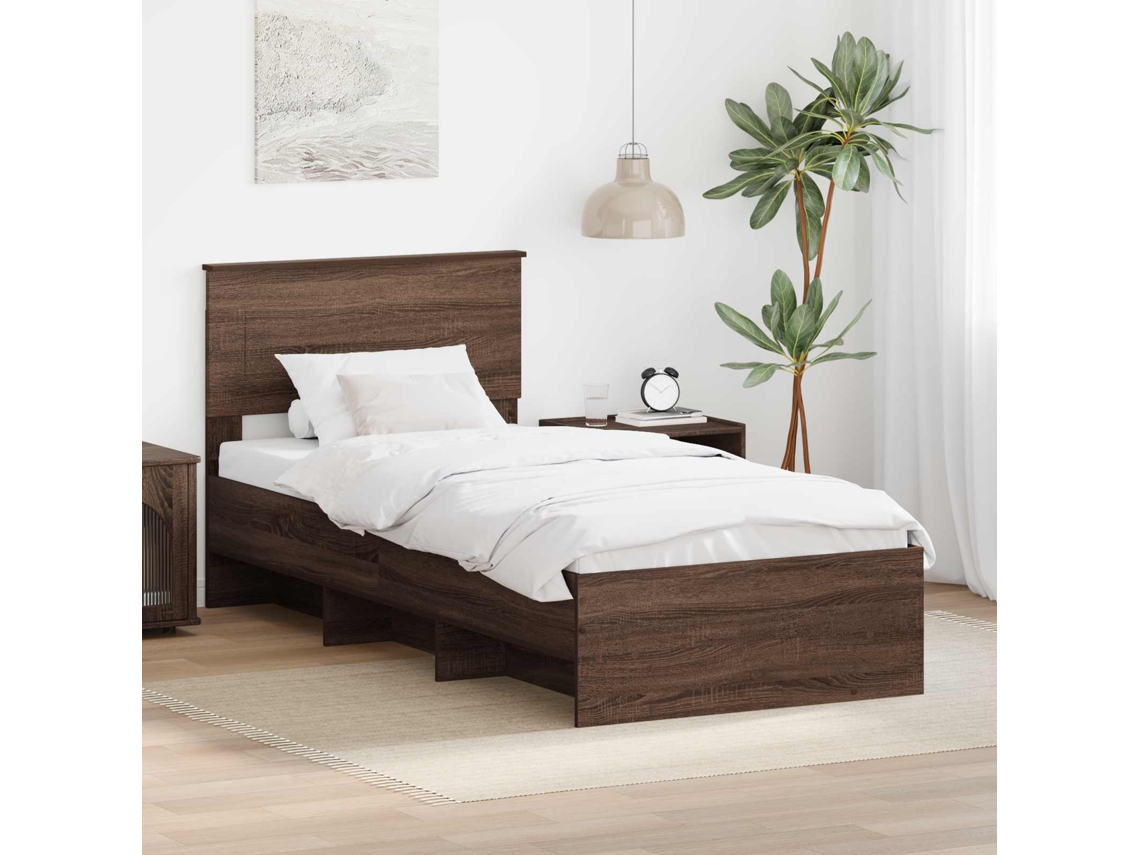 Vidaxl Estrutura Da Cama Com Cabeceira Carvalho Marrom 80 X 200 Cm