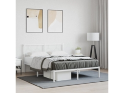 Estrutura De Cama Com Cabeceira 140x190 Cm Metal Branco