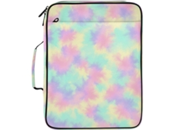 Pasta Expansível Tie Dye Em Tons Pastel, Organizador Com 7 Bolsos, Fichário De 3 Argolas E Compartimento Com Zíper
