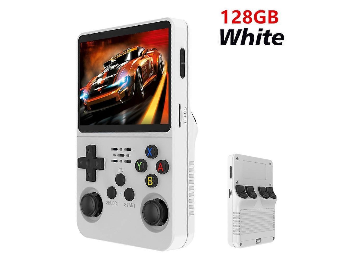 Console Portátil Retrô R36s, Tela Ips de 3,5 Polegadas, 128gb, Branco AQUAFORGE